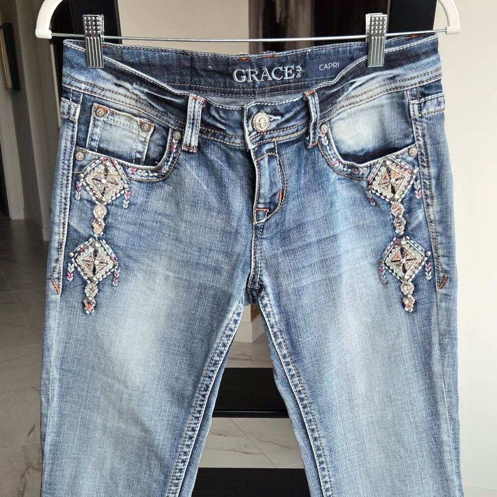 Grace in LA Embellished Capri Jeans